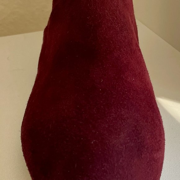 Miu Miu Burgundy Suede Ankle Boot with Jeweled Heel - Picture 8 of 10